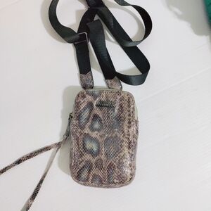 Aimee Kestenberg Iridescent Reptile Pattern Leather Crossbody Phone Bag Purse